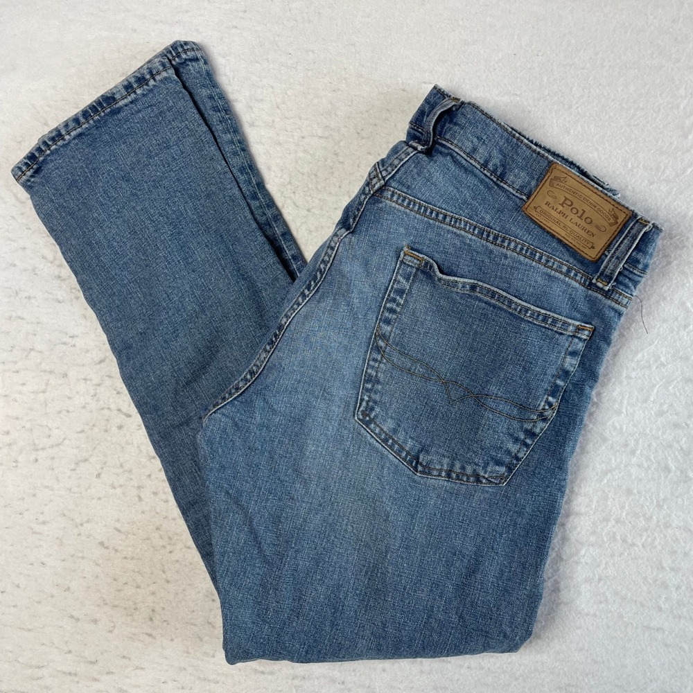 Polo Ralph Lauren Jeans Mens 36x32 Blue Denim‎ Straight Leg Stained